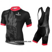 2016 Maillot Ciclismo Bianchi Rouge et Noir Manches Courtes et Cuissard