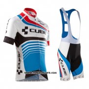 2016 Maillot Ciclismo Cube Bleu et Blanc Manches Courtes et Cuissard