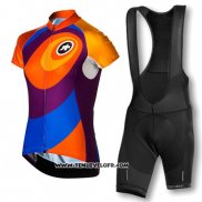 2016 Maillot Ciclismo Femme Assos Orange et Bleu Manches Courtes et Cuissard