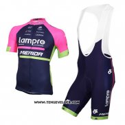 2016 Maillot Ciclismo Lampre Bleu et Rose Manches Courtes et Cuissard