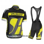 2016 Maillot Ciclismo Specialized Gris et Jaune Manches Courtes et Cuissard
