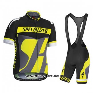 2016 Maillot Ciclismo Specialized Gris et Jaune Manches Courtes et Cuissard