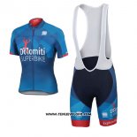 2017 Maillot Ciclismo Dolomiti Superbike Bleu Manches Courtes et Cuissard