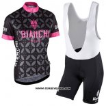 2017 Maillot Ciclismo Femme Bianchi Rose Manches Courtes et Cuissard