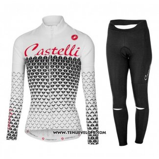 2017 Maillot Ciclismo Femme Castelli Blanc Manches Longues et Cuissard