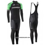 2017 Maillot Ciclismo Orbea Noir et Vert Manches Longues et Cuissard