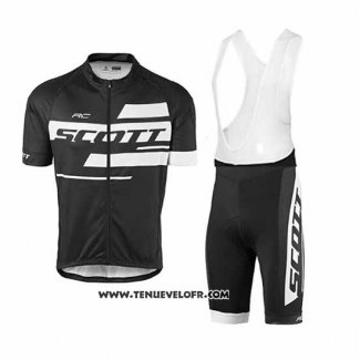 2017 Maillot Ciclismo Scott Noir et Blanc Manches Courtes et Cuissard