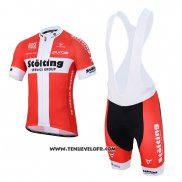 2017 Maillot Ciclismo Stolting Blanc et Rouge Manches Courtes et Cuissard