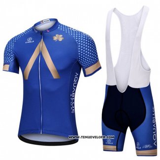 2018 Maillot Ciclismo Aqua Bleue Sport Bleu Manches Courtes et Cuissard