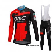 2018 Maillot Ciclismo BMC Rouge et Noir Manches Longues et Cuissard
