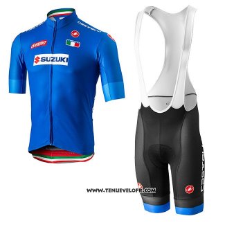 2018 Maillot Ciclismo Italie Bleu Manches Courtes et Cuissard(1)