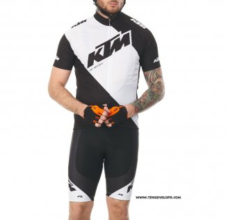 2018 Maillot Ciclismo KTM Blanc Manches Courtes et Cuissard