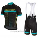 2018 Maillot Ciclismo Specialized Noir Bleu Manches Courtes et Cuissard