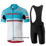 2019 Maillot Ciclismo Castelli Free AR 4.1 Azur Blanc Manches Courtes et Cuissard