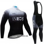 2019 Maillot Ciclismo Castelli Ineos Blanc Noir Manches Longues et Cuissard