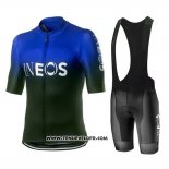 2019 Maillot Ciclismo Castelli Ineos Noir Bleu Manches Courtes et Cuissard