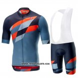 2019 Maillot Ciclismo Castelli Tabula Rasa Bleu Orange Manches Courtes et Cuissard