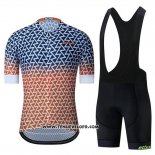 2019 Maillot Ciclismo Etixxl Bleu Orange Manches Courtes et Cuissard