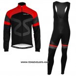 2019 Maillot Ciclismo Nalini Noir Rouge Manches Longues et Cuissard