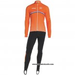 2019 Maillot Ciclismo Pays Bas Orange Manches Longues et Cuissard