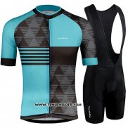 2019 Maillot Ciclismo Runchita Azur Gris Manches Courtes et Cuissard