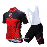 2019 Maillot Ciclismo Teleyi Bike Rouge Noir Manches Courtes et Cuissard