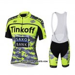 2019 Maillot Ciclismo Tinkoff Saxo Bank Jaune Vert Noir Manches Courtes et Cuissard