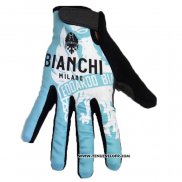 2020 Bianchi Gants Doigts Longs Ciclismo Bleu Blanc