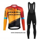 2020 Maillot Ciclismo Bahrain Mclaren Orange Noir Manches Longues et Cuissard