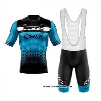 2020 Maillot Ciclismo EKOI Noir Bleu Manches Courtes et Cuissard