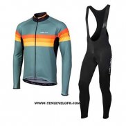 2020 Maillot Ciclismo Nalini Vert Orange Manches Longues et Cuissard