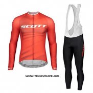 2020 Maillot Ciclismo Scott Rouge Manches Longues et Cuissard