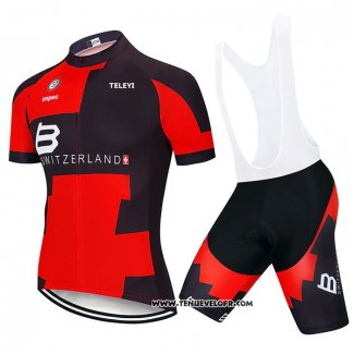 2020 Maillot Ciclismo Suisse Rouge Noir Manches Courtes et Cuissard