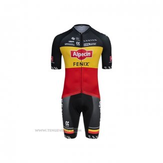2021 Maillot Cyclisme Alpecin Fenix Champion Belgique Manches Courtes et Cuissard