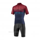 2021 Maillot Cyclisme Giant Fonce Rouge Bleu Manches Courtes et Cuissard