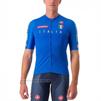 2023 Maillot Cyclisme Italie Bleu Manches Courtes et Cuissard