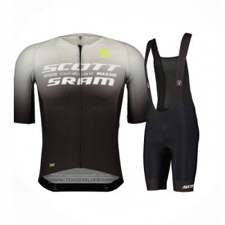 2023 Maillot Cyclisme Scott Sram Gris Noir Manches Courtes et Cuissard