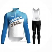 2024 Maillot Cyclisme Ag2r La Mondiale Blanc Bleu Manches Longues et Cuissard