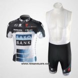 2010 Maillot Ciclismo Saxo Bank Noir et Blanc Manches Courtes et Cuissard