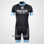 2012 Maillot Ciclismo Bianchi Noir et Bleu Clair Manches Courtes et Cuissard