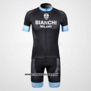2012 Maillot Ciclismo Bianchi Noir et Bleu Clair Manches Courtes et Cuissard