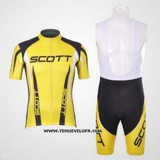 2012 Maillot Ciclismo Scott Noir et Jaune Manches Courtes et Cuissard