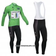 2013 Maillot Ciclismo Cannondale Lider Vert et Blanc Manches Longues et Cuissard