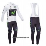 2013 Maillot Ciclismo Movistar Lider Blanc Manches Longues et Cuissard