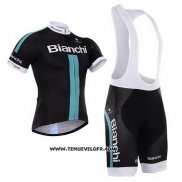 2014 Maillot Ciclismo Bianchi Noir et Vert Manches Courtes et Cuissard