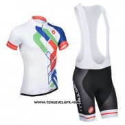 2014 Maillot Ciclismo Castelli Blanc et Bleu Manches Courtes et Cuissard