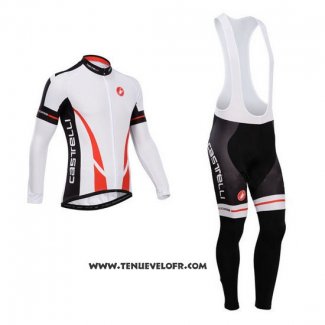 2014 Maillot Ciclismo Castelli Blanc et Noir Manches Longues et Cuissard