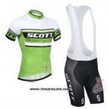 2014 Maillot Ciclismo Scott Blanc et Vert Manches Courtes et Cuissard