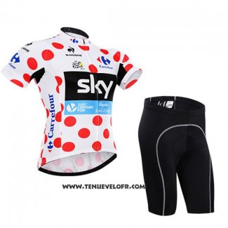 2015 Maillot Ciclismo Sky Lider Blanc et Rouge Manches Courtes et Cuissard