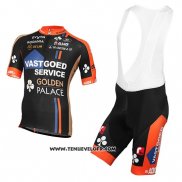 2015 Maillot Ciclismo Vastgoedservice Golden Palace Noir et Orange Manches Courtes et Cuissard